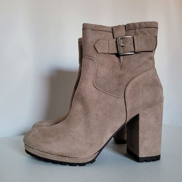 Sun Stone Veraa Tan Block Heel Ankle Bootie - Picture 1 of 9